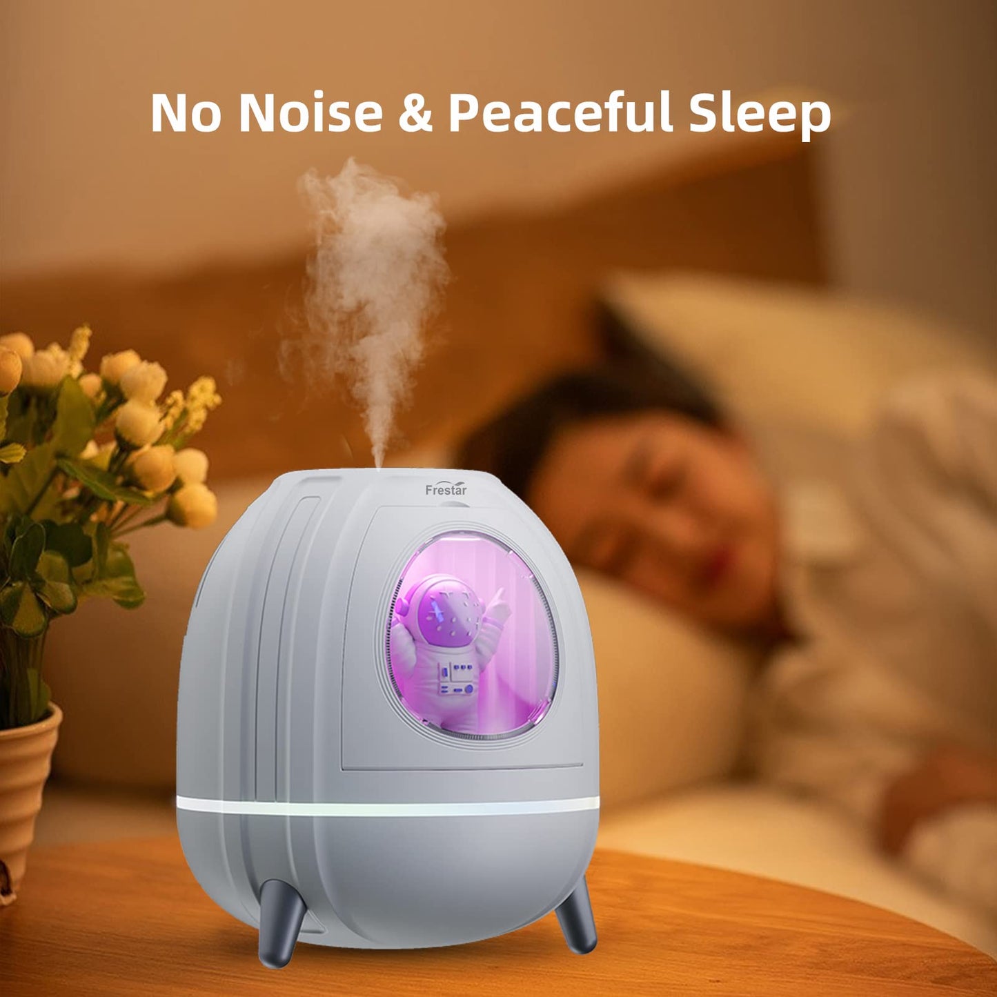 Mini USB Humidifier 220ml with LED Night Light, Small Cute Humidifier Bulit in Adorable Doll for Kids, Plant, Bedroom, Office, Desk, Babies Room, No Battery(Green-Huhu)