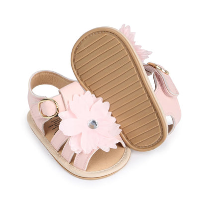 HsdsBebe Baby Girls Sandals Bohemia Flower Bow Soft Sole Toddler First Walkers Beach Summer Shoes