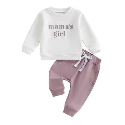 Kaipiclos Toddler Baby Girl Fall Winter Outfit Mamas Girl Long Sleeve Pullover Sweatshirts Jumper Pants Clothes Set