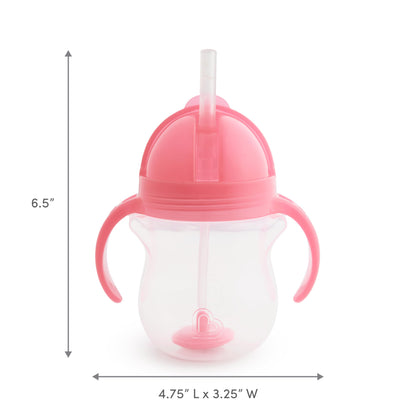 Munchkin Any Angle Sippy Cups for Toddlers, Spill Proof Weighted Straw Cup with Transition Handles for Babies 6 Months and Up, 2 Pack, Blue/Green