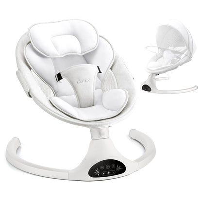 LAREX Baby Swing Infant Swing Electric Toddler Baby Rocker Portable for Newborn Boy Girl, 5 Sway Speeds with Remote Control, 10 Preset Melodies and Bluetooth, 0-6 Months Max 20 Lbs (Pink)