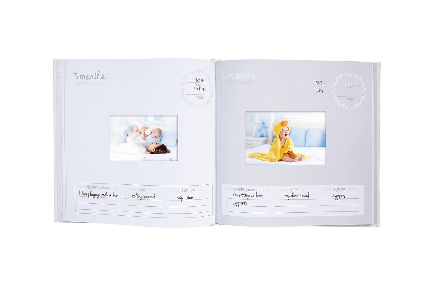 Kate & Milo Baby’s First Year Baby Memory Journal, Gender-Neutral Keepsake, Baby Milestone Memory Book and Photo Album, Perfect for Baby Showers, For New and Expecting Parents, Sky and Elephant