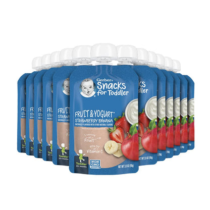Gerber Baby Food Pouches, Toddler 12+ Months, Assorted Fruit Variety Pack, 3.5 Ounce (Set of 18)