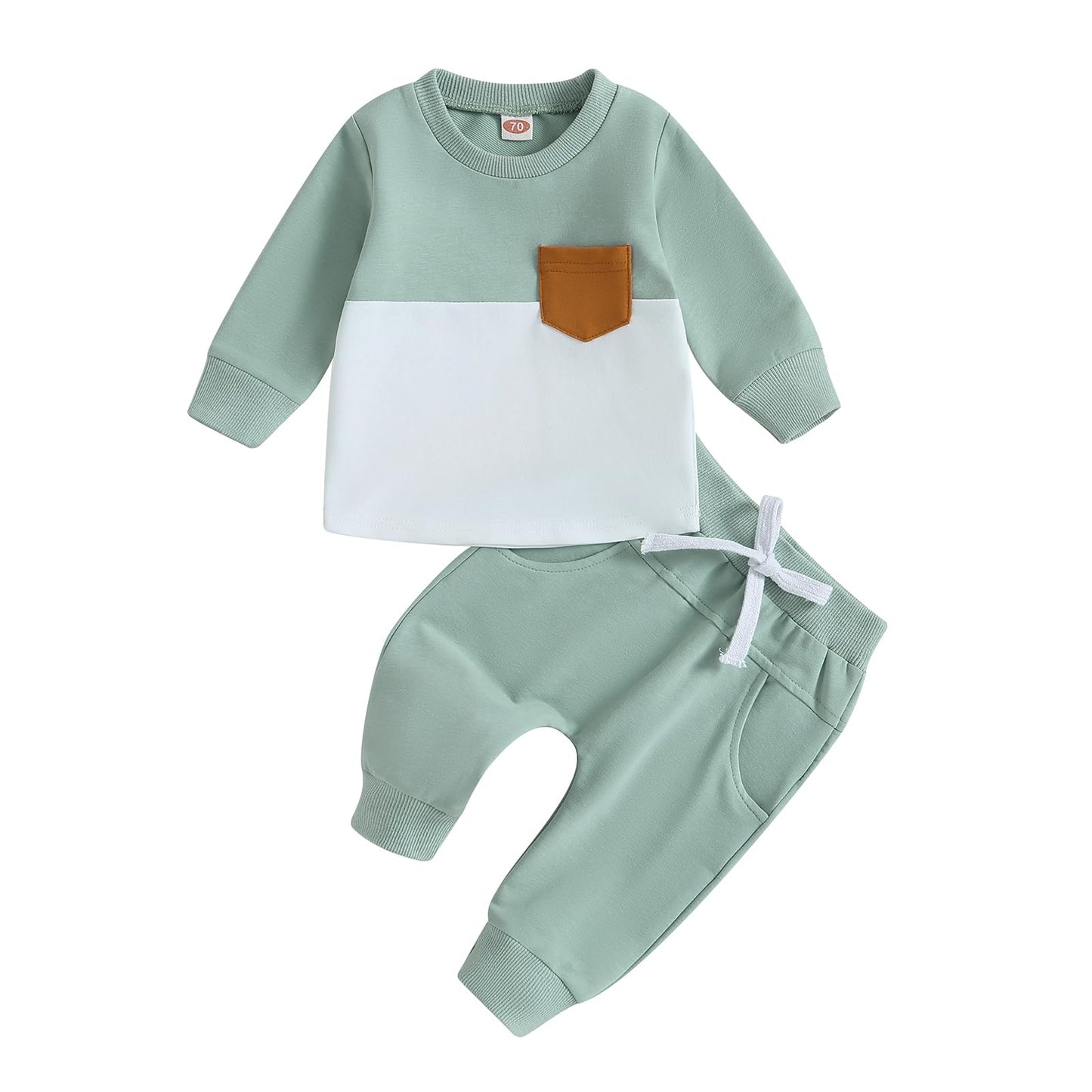 Toddler Baby Boy Fall Winter Outfit Contrast Color Long Sleeve Sweatshirts Stretch Jogger Pants Newborn Clothes Set