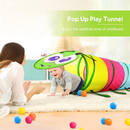 PigPigPen Pop Up Play Tunnel Tent for Toddlers Babies or Dogs, Indoor & Outdoor Toys for Kids Backyard Playset. (Red,Yellow,Blue)