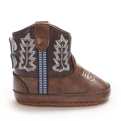 Kuner Baby Cowboy Boots Western Boots Toddler Cowboy Bootie Soft Sole Non-Slip Crib Shoes for Infant Boys Girls0-18 Months