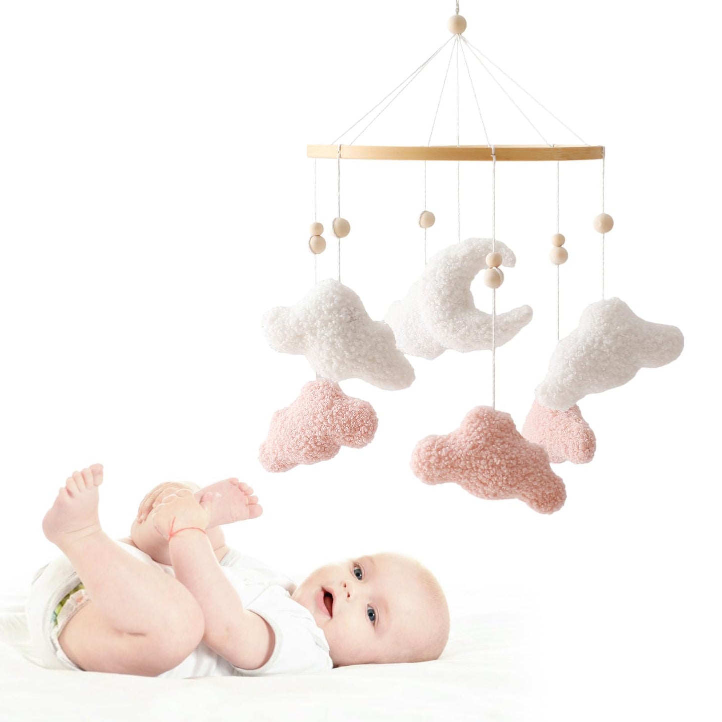 EERKEOD Baby Crib Mobile Bear Nursery Mobile for Boys Girls Teddy Velvet Mobile Nursery Decor for Infant Bedroom Hanging Baby Mobile for Bassinet Newborn Baby Gift（Brown Bear）