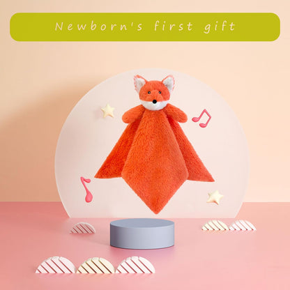 Baby Pink Fox Soft Stuffed Animal Security Blanket, Plush Fox Character Lovey Blanket, Baby Shower/Nursery Gift, Newborn Infant Toddler Snuggle Blankie for Girls Boys, 14 Inches