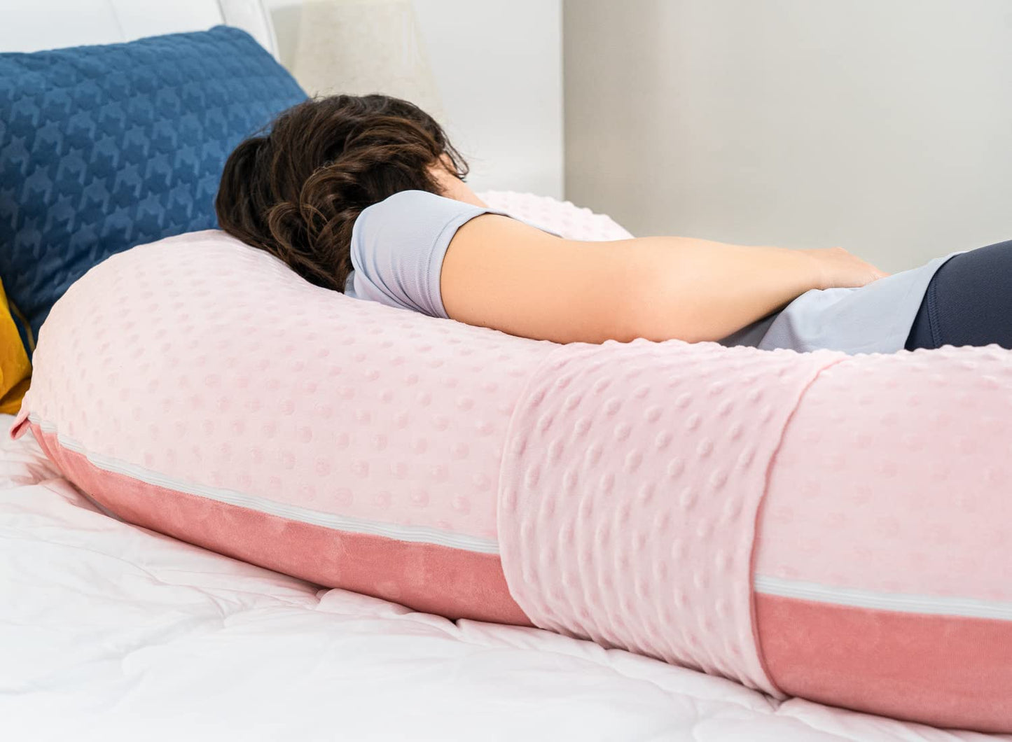 QUEEN ROSE Cooling Pregnancy Pillows,E Shaped Full Body Pillow for Sleeping, with Pregnancy Wedge Pillow for Belly Support, 60 Inch Maternity Pillow for Side Sleeper, Cooling Rayon Cover, Purple