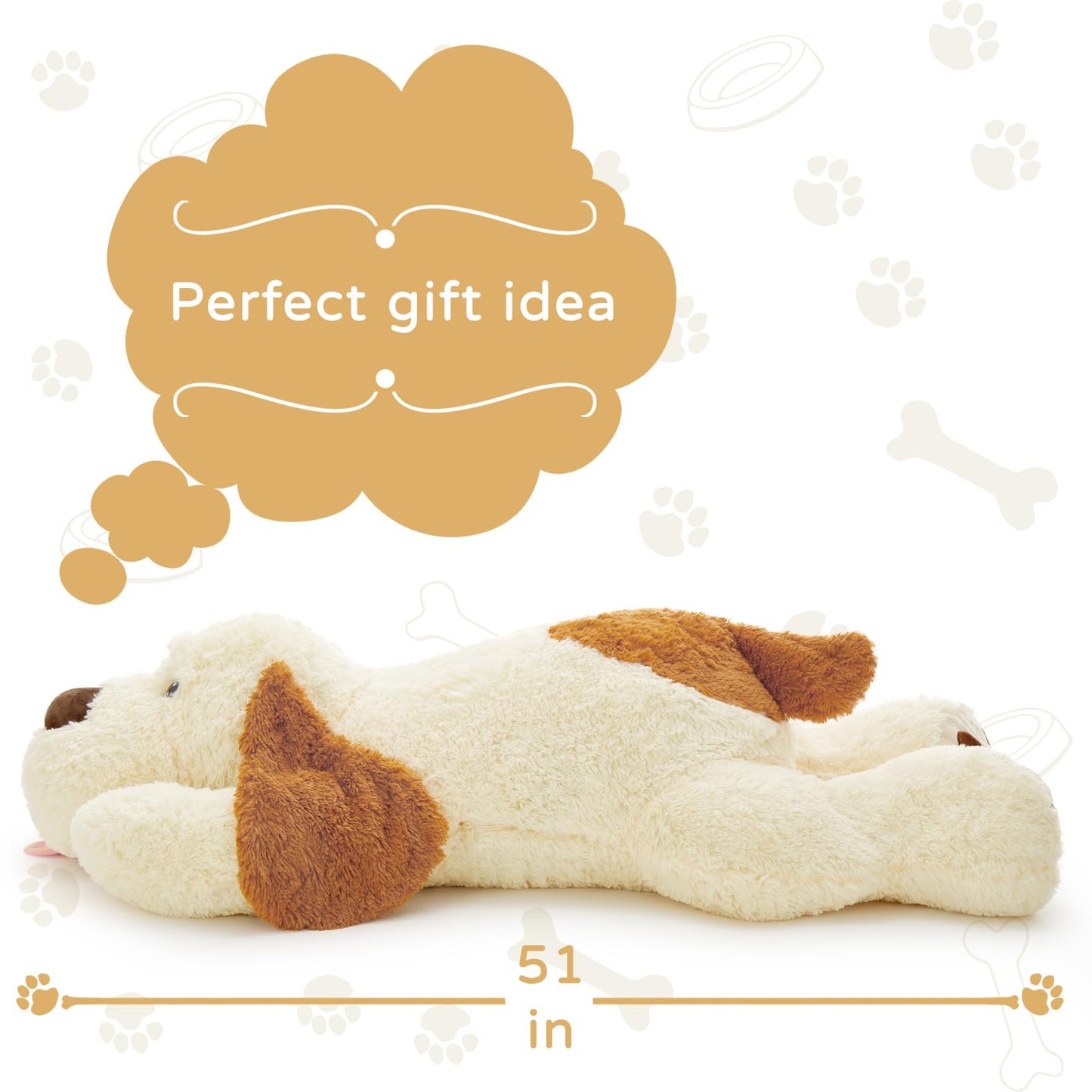 MaoGoLan 52“ Giant Stuffed Puppy Dog Animal,Ultra Soft Large Plush Soft Plush Dog Body Pillow Toy for Girls,Kids,Puppy Lover