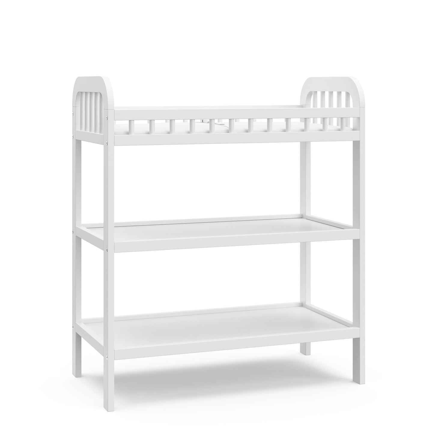 Storkcraft Pasadena Changing Table with Water-Resistant Changing Pad (Driftwood) - GREENGUARD Gold Certified, Includes Bonus Water-Resistant Changing Pad with Safety Strap, 2 Open Shelves