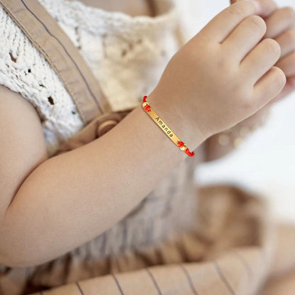 Personalized Baby Bar Bracelet : 18K Gold Plated Custom Name ID Plate Bracelet for Children Toddler from Mom, Engraved Kid Name for Daughter Son, New Born Birthday Gift,Adjustable,Nickel free