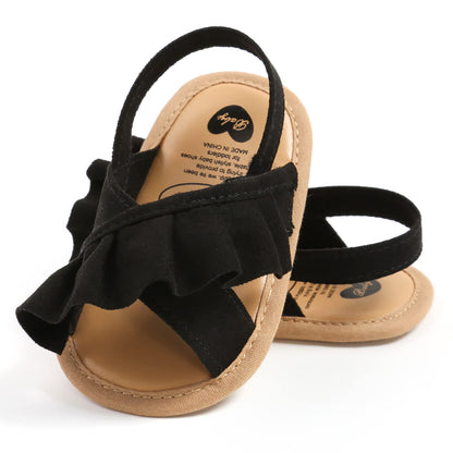 SOFMUO Baby Girls Sandals Premium Soft Sole Infant Indoor Flat Newborn Slippers Lightweight Comfort Toddler Summer Princess Dress Shoes
