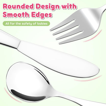 Lehoo Castle Kids Silverware Stainless Steel 6 Piece - Toddler Spoons and Forks Knife Set, Metal Kids Cutlery Set, Toddler Utensils Self Feeding (Dinosaur World)