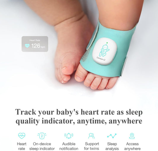 Sense-U Smart Sock Shoe (Long Range) Baby Monitor with On-Device Sleep Indicator & Notifications, Track Heart Rate, Movement, Sleep Patterns, Naps from Anywhere for Peace of Mind, FSA/HSA Eligible