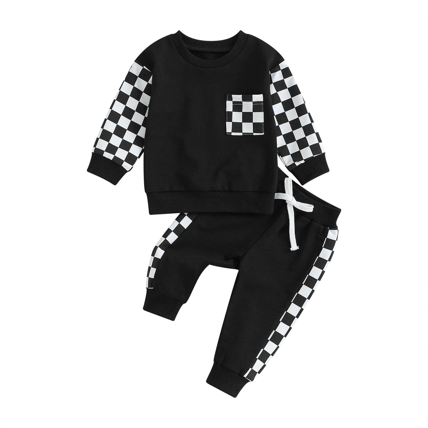Toddler Baby Boy Fall Winter Outfit Contrast Color Long Sleeve Sweatshirts Stretch Jogger Pants Newborn Clothes Set