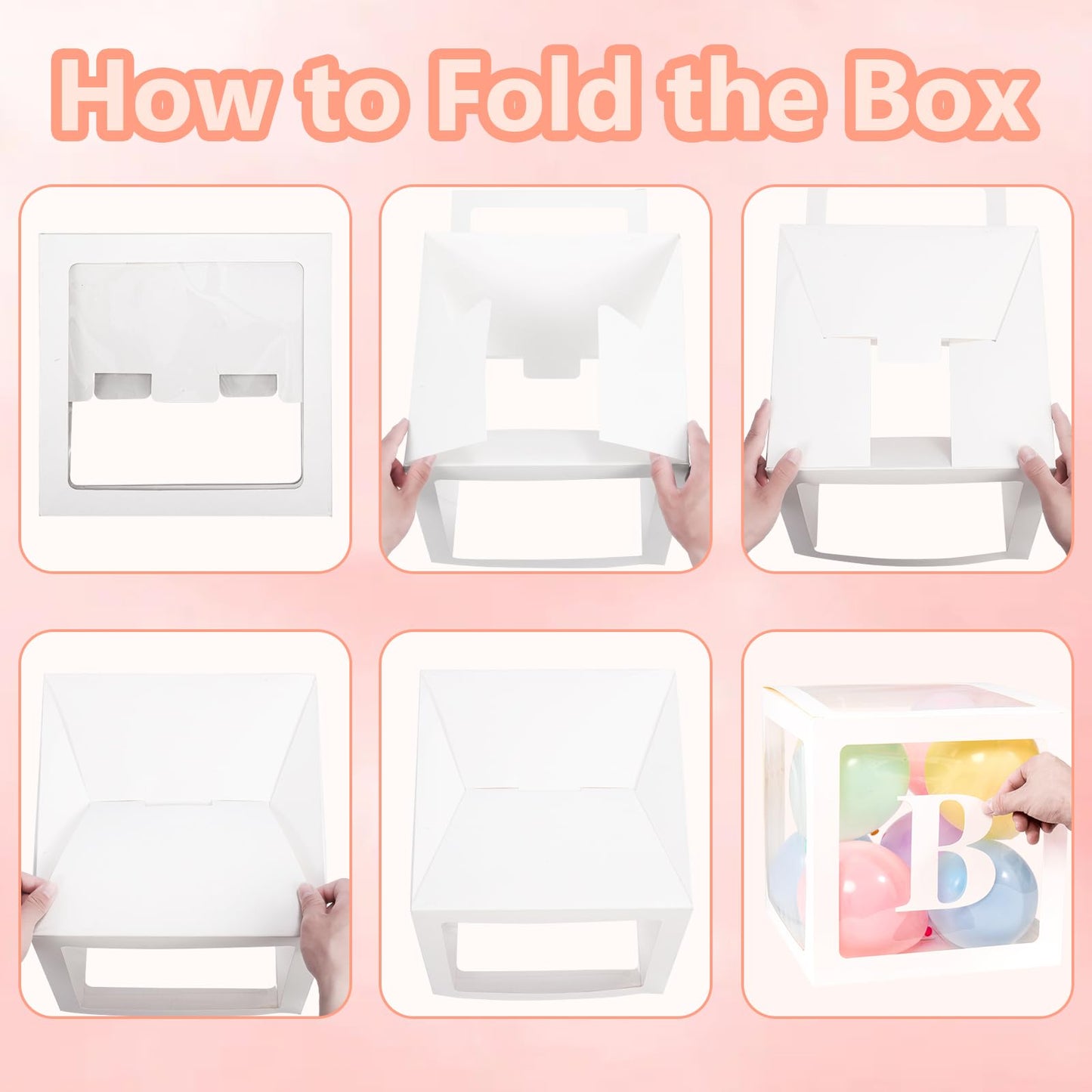 Baby Boxes with Letters for Baby Shower Decorations, Gender Reveal with 4 Pastel Balloon Boxes