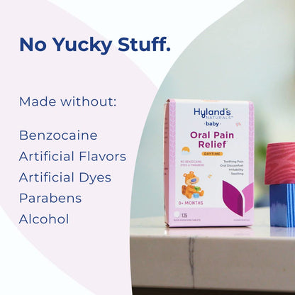 Hyland's Baby Daytime Soothing Tablets with Chamomilla, Natural Relief of Oral Discomfort, Irritability, and Swelling, (Pack of 1, 125 Count Total)