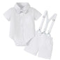 WESIDOM Baby Boy Clothes Suit 0-24 Months Gentleman Outfits, Short Sleeve Dress Romper+Bowtie+Detachable Suspender Shorts Set