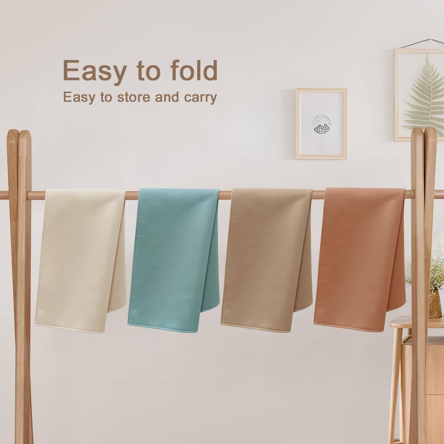2 Pack Baby Leather Changing Mat, Waterproof Portable Diaper Changing Pad for Home, Wipeable Foldable Baby Travel Mat Fits Perfectly in Diaper Bag, 30 x 17 inches, Off White and Blue