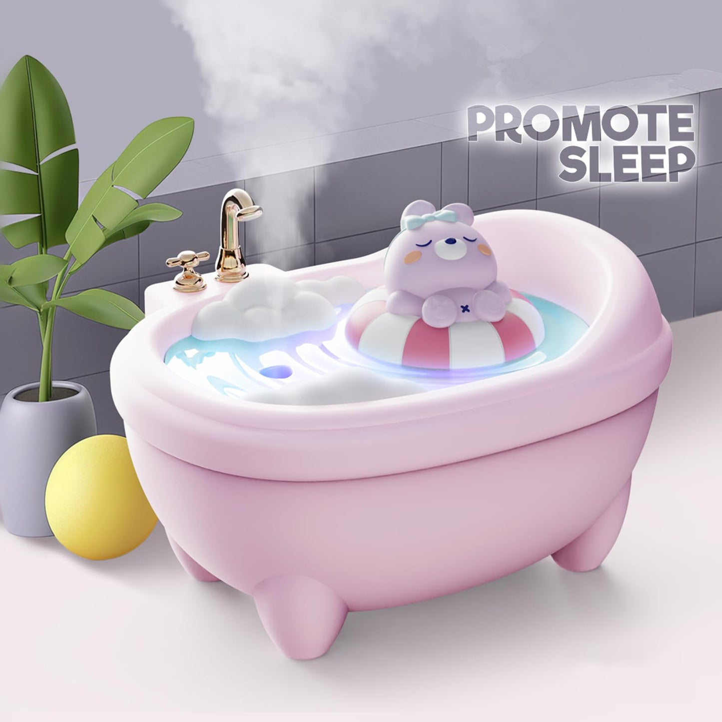 Cute Humidifier for Bedroom,Top Fill 0.34L Desk Mini Humidifier Aroma Diffuser,Cool Mist,20db Quiet,Easy Clean,Colorful Light, Auto Shut off,Small Humidifier for Baby Room,Plants,Home,Office (Purple)