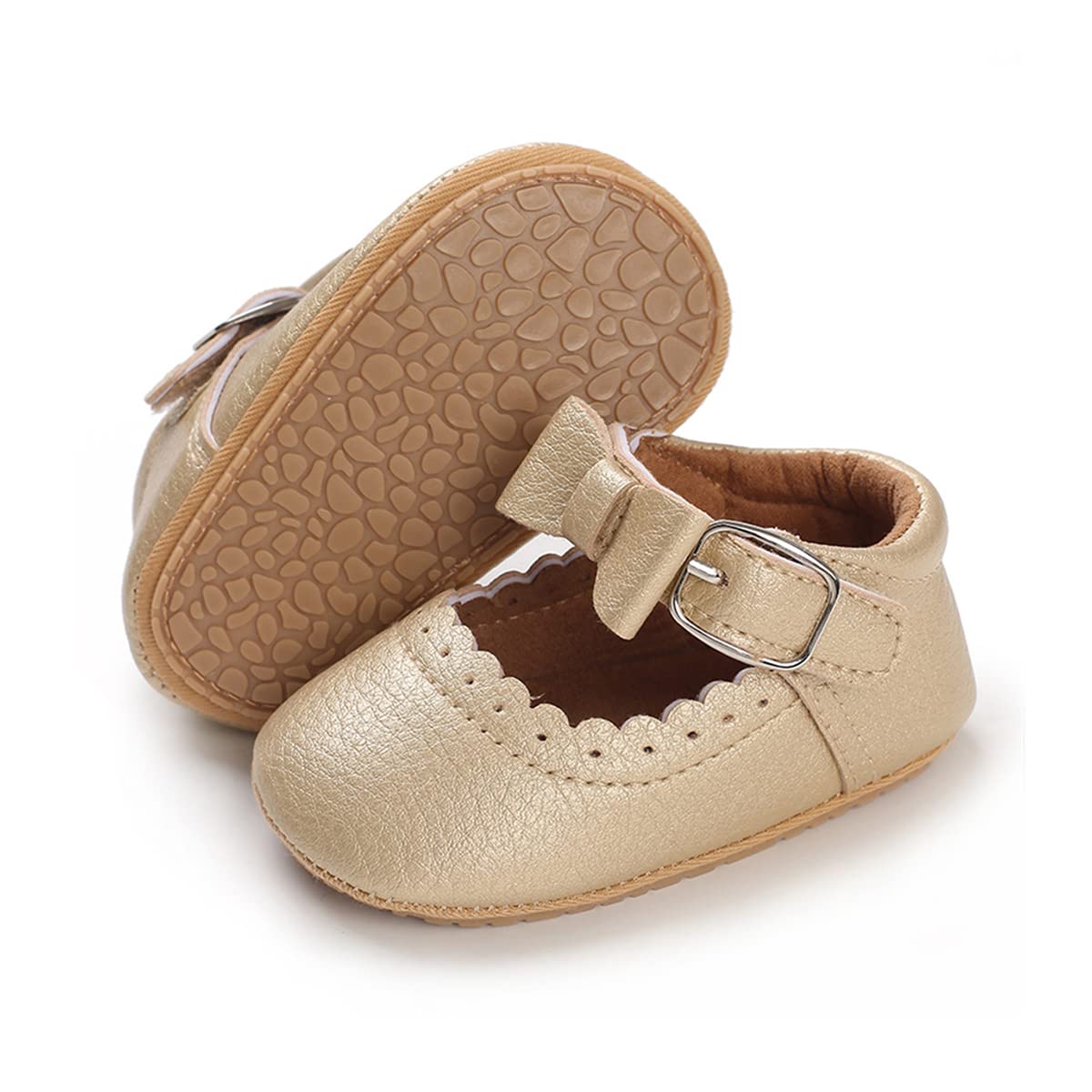 COSANKIM Baby Girls Mary Jane Flats Shoes Anti-Slip Rubber Sole Infant Toddler Princess Wedding Dress Shoes