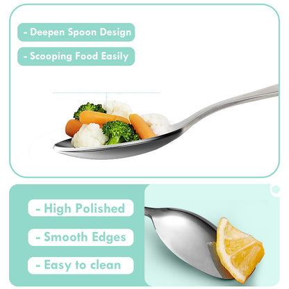 Lehoo Castle Kids Silverware Stainless Steel 6 Piece - Toddler Spoons and Forks Knife Set, Metal Kids Cutlery Set, Toddler Utensils Self Feeding (Dinosaur World)