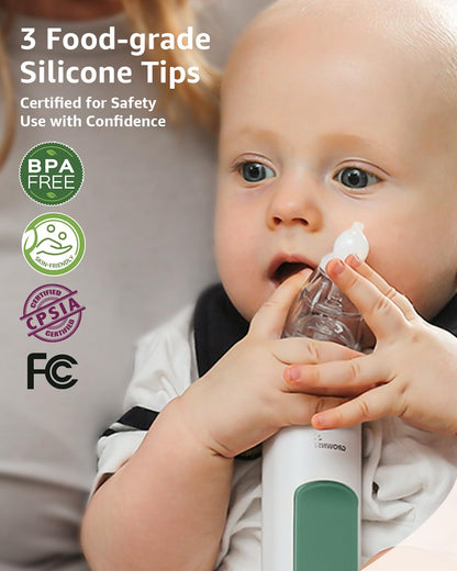 GROWNSY Nasal Aspirator for Baby, Electric Nose Aspirator for Toddler, Baby Nose Sucker, Automatic Nose Cleaner with 3 Silicone Tips, Adjustable Suction Level, Music and Light Soothing Function