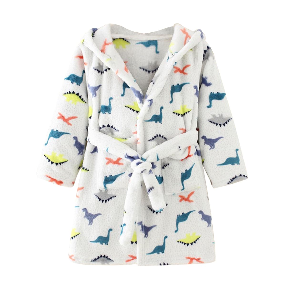 Unisex Baby Hooded Bathrobe Kids Flannel Pajamas Dressing Gown for Boys Girls