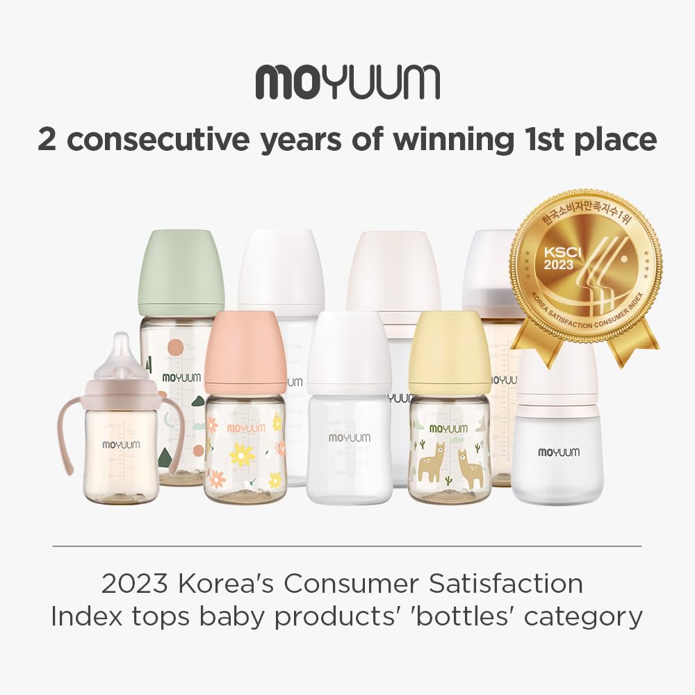 Anti-Colic All in One Baby Bottle Double Set for 0-6M PPSU Breastfeeding, Wide-Neck Non-Tip Stable Base, Easy to Clean Natural 170ml, 6oz, Stage 1 (Slow Flow)