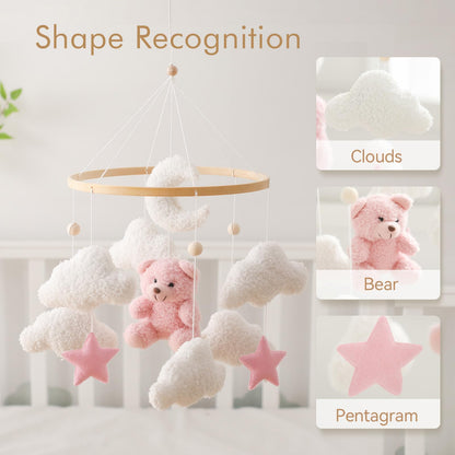 EERKEOD Baby Crib Mobile Bear Nursery Mobile for Boys Girls Teddy Velvet Mobile Nursery Decor for Infant Bedroom Hanging Baby Mobile for Bassinet Newborn Baby Gift（Brown Bear）