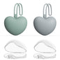 4pcs Pacifier Holder Case Set, 2pcs Silicone Portable Pacifier Pouch and 2pcs Transparent Pacifier Storage Container, Cute Heart Shape Pacifier Storage Case for Newborn Baby（Pink+Purple）