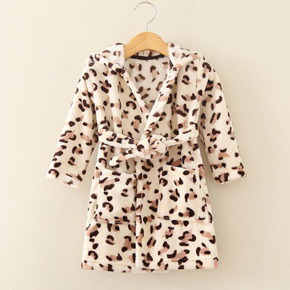 YOLIA Boys Girls Robes Kids Hooded Sleepwear Soft Fleece Bathrobes Cute Housecoat Gowns