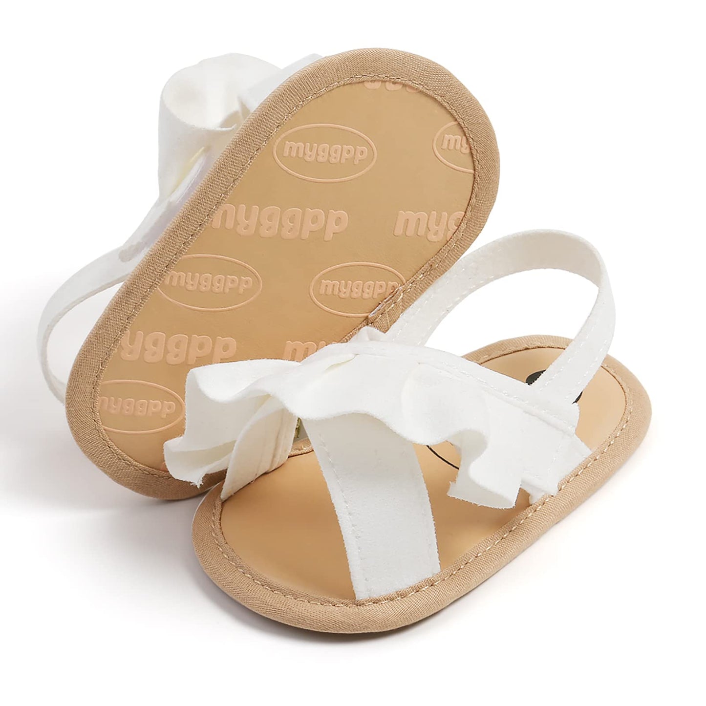 SOFMUO Baby Girls Sandals Premium Soft Sole Infant Indoor Flat Newborn Slippers Lightweight Comfort Toddler Summer Princess Dress Shoes