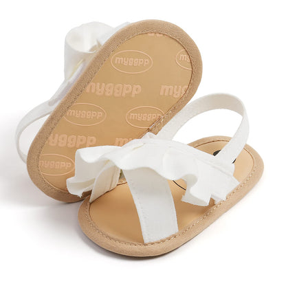 SOFMUO Baby Girls Sandals Premium Soft Sole Infant Indoor Flat Newborn Slippers Lightweight Comfort Toddler Summer Princess Dress Shoes