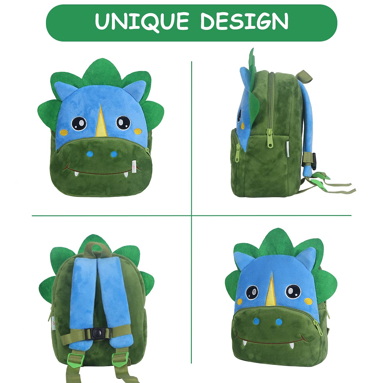 VASCHY Toddler Backpack, Baby Boys and Girls Cute Plush Animal Small Daycare Backpack for Baby Little Kids Yellow Cat