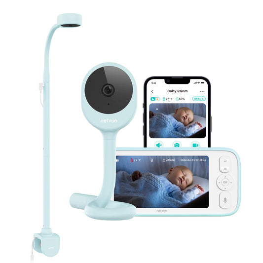 NETVUE Upgraded Baby Camera Monitor Video - 5000mAh Baby Monitor with Camera and Audio, 5" Display, 4 in 1 Bracket Meets The Needs in All Scenarios, Smart Phone App, Cry Detection