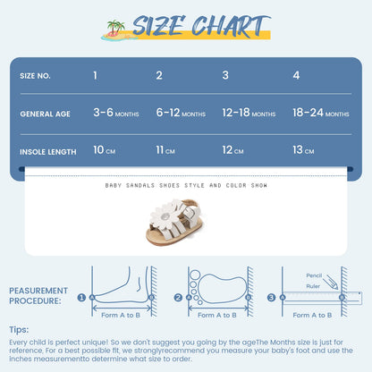 Sawimlgy Baby Girls Boys Sandals Summer Flowers Shoe Rubber Sole PU Leather Mesh Infant Toddler First Walkers Princess Dress Outdoor Shoes