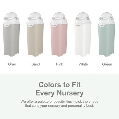 Foundations Tall Diaper Pail with Airtight Lid - Durable & Odorless Diaper Disposal, Large Capacity, Holds up to 60 Newborn Diapers, Refill with Any Bags - Gray