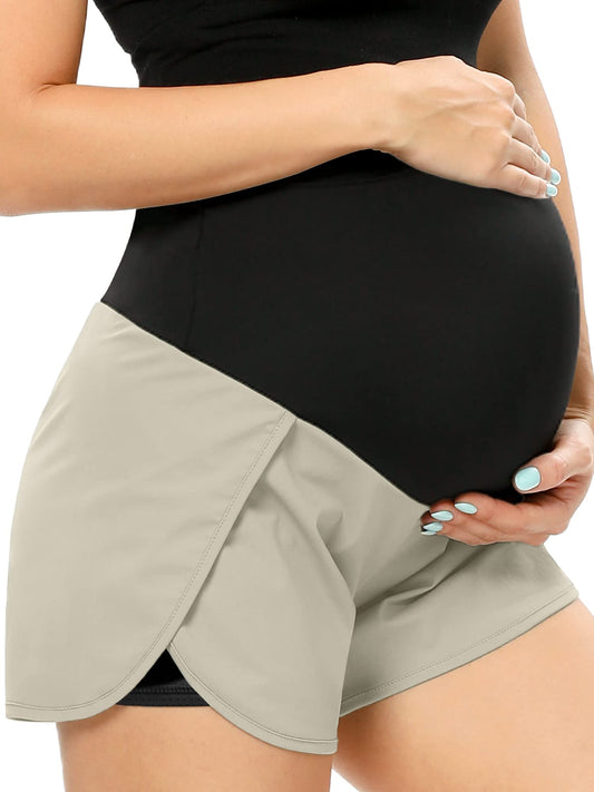 POSHGLAM Women‘s Maternity Shorts Over Belly Workout Running Casual Summer Pregnancy Shorts