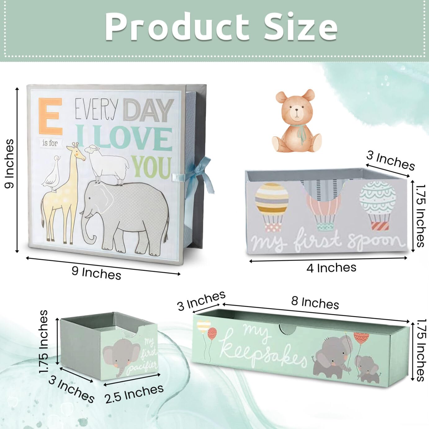VOTUM Baby Keepsake Box for Treasured Memories, Fairytale - Lightweight, Handcrafted Baby Boxes with 9 Labeled Compartments for First Memories - Gender Neutral Baby Shower Gifts for Girls, Boys