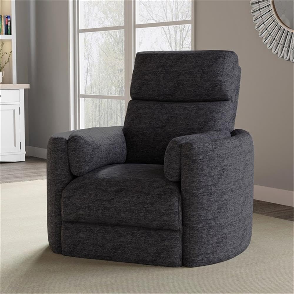 Pemberly Row Contemporary Fabric Swivel Glider Recliner in Ivory