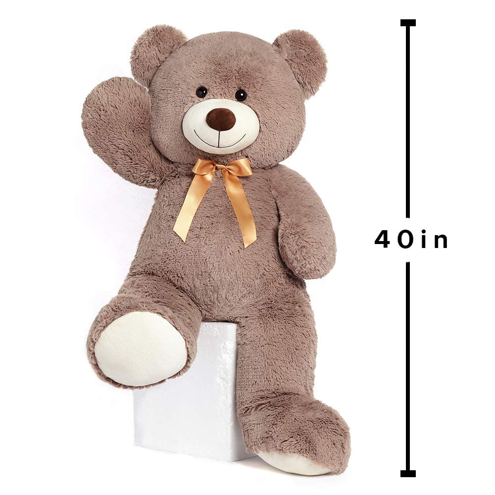 Tezituor 59" Gaint Teddy Bear Stuffed Animal,5ft Life Size Big Teddy Bears,Light Brown Cute Soft Plush Toy,Gifts for Kids Girls Boys Girlfriend Valentine,Christmas,Birthday,Baby Shower,Wedding Party