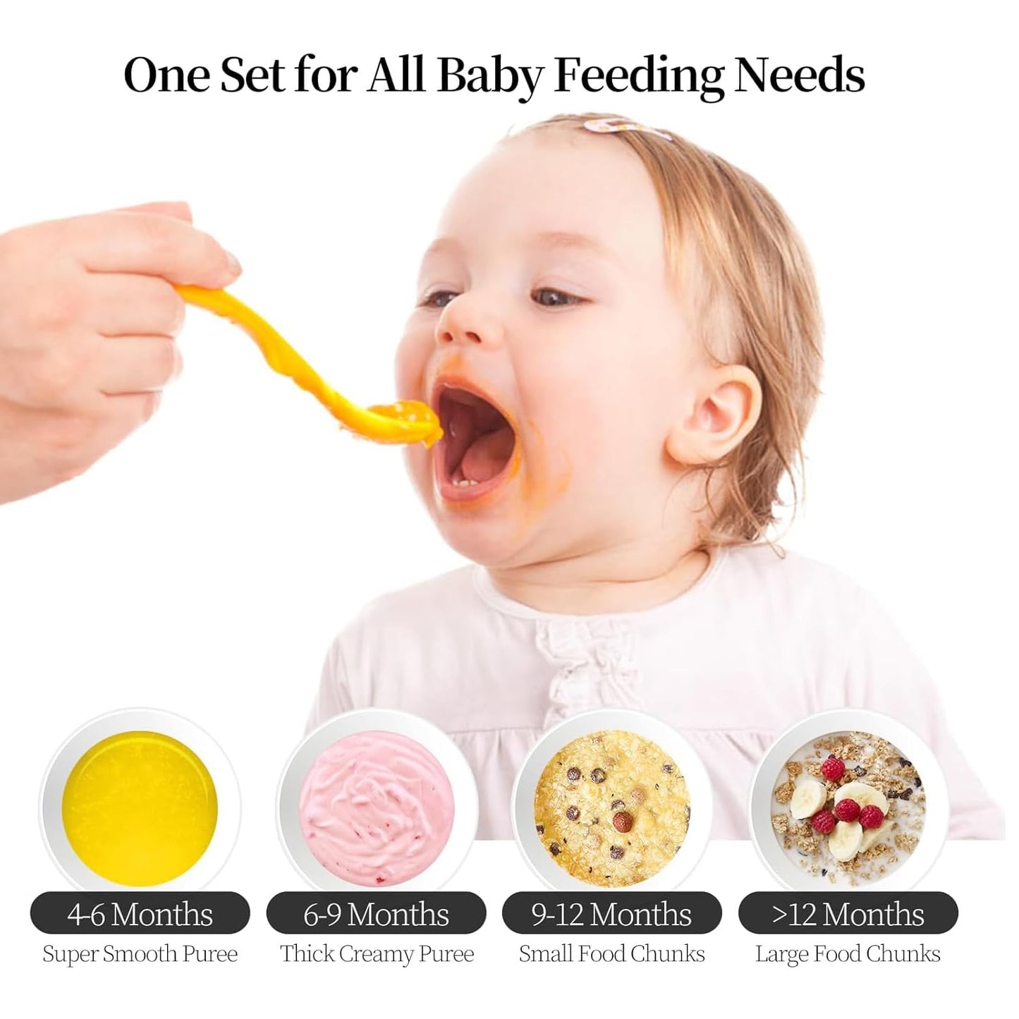 Baby Food Maker Mini Cute and Small Food Processor Puree Blender Grinder Chopper 300ml Cup Glass Bowl with 8 Blade Electric (Spaceman-Blue)