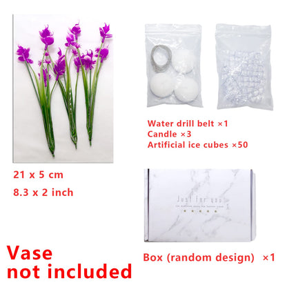 Artificial Phalaenopsis with Candles Diamond Lace Nearly Natural Orchid for Table Centerpiece Wedding Party Home Bar Restaurant Festival Decoration Pink Suit