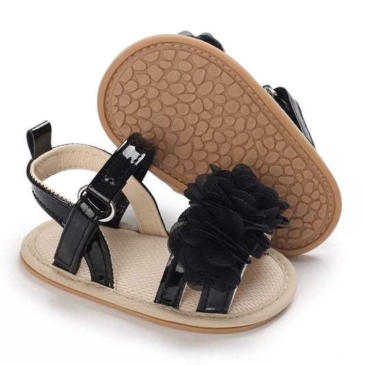 Timatego Infant Baby Girls Summer Sandals Anti-Slip Soft Sole with Flower Toddler First Walkers Crib Dress Shoes