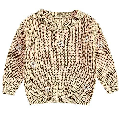 Mubineo Baby Girl Winter Clothes Cute Flower Sweater Crewneck Pullover Long Sleeve Knit Newborn Infant Sweaters