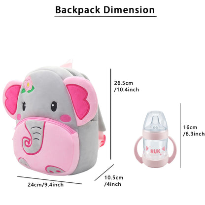 NICE CHOICE Cute Toddler Backpack Toddler Bag Plush Animal Cartoon Mini Travel Bag for Baby Girl Boy 2-6 Years(Grey Elephant)
