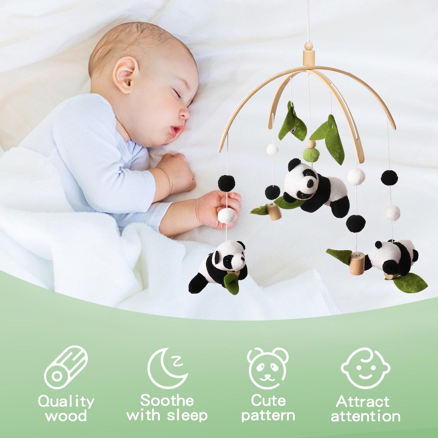 Baby Mobile for Crib, Nursery Mobile Decor, Bee Decoration for Infant, Soft Mobile for Boys and Girls