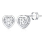 IEFWELL Heart Stud Earrings for Girls Women, S925 Sterling Silver Studs Hypoallergenic Earrings CZ Heart Earrings Initial Earrings for Teen Girls Kids Jewelry for Girls Gifts